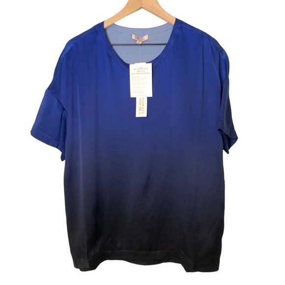 NWT Badgley Mischka 100% Mulberry Silk Blue Ombre Sleep/Lounge Set. Size Medium - Picture 2 of 10